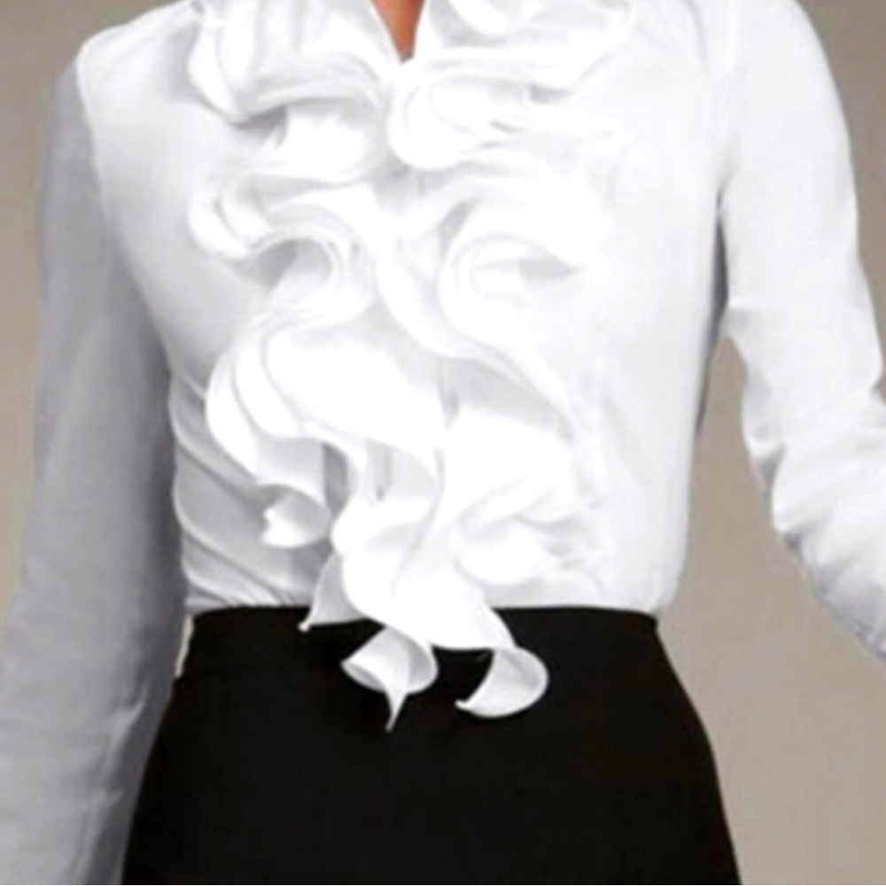 NEW w/Tags White Ruffle Blouse (Asian sizes tend to run smaller than US sizes)
